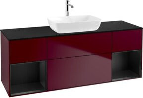 V&B Waschtischunterschrank Finion mit Wandbeleuchtung, Breite: 160 cm, Tiefe: 50,1 cm, Höhe: 50,1 cm, Farbe: Blau glänzend - Bild 1