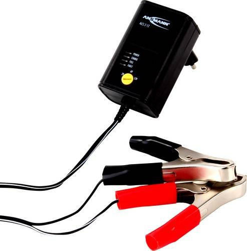 Ansmann ALCS 2-12/0,4 Batterieladegerät Schwarz mit 2 Krokodilklemmen für 2 V, 6 V und 12 V - Bild 1