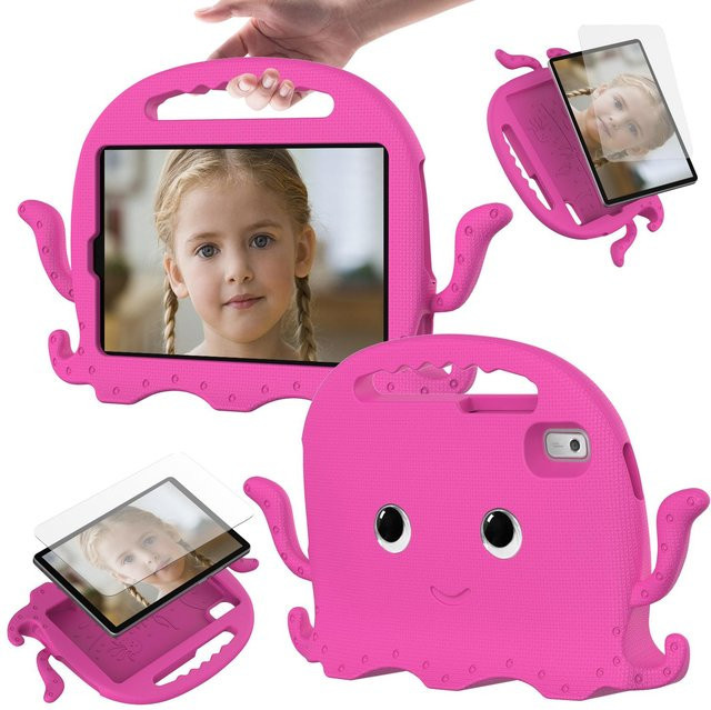 Kinder Schutzhülle für Samsung Galaxy Tab M9 TB-310FU 9 Zoll aus EVA mit Schultergurt und niedlichem Oktopus-Design in Braun - Bild 1