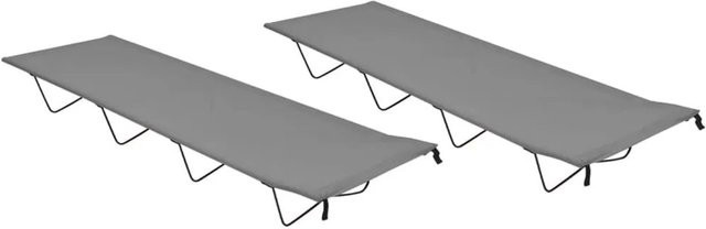 2er Set vidaXL Campingbetten aus Oxford-Gewebe und Stahl in Grau, B/T/H: 180 x 60 x 19 cm - Bild 1