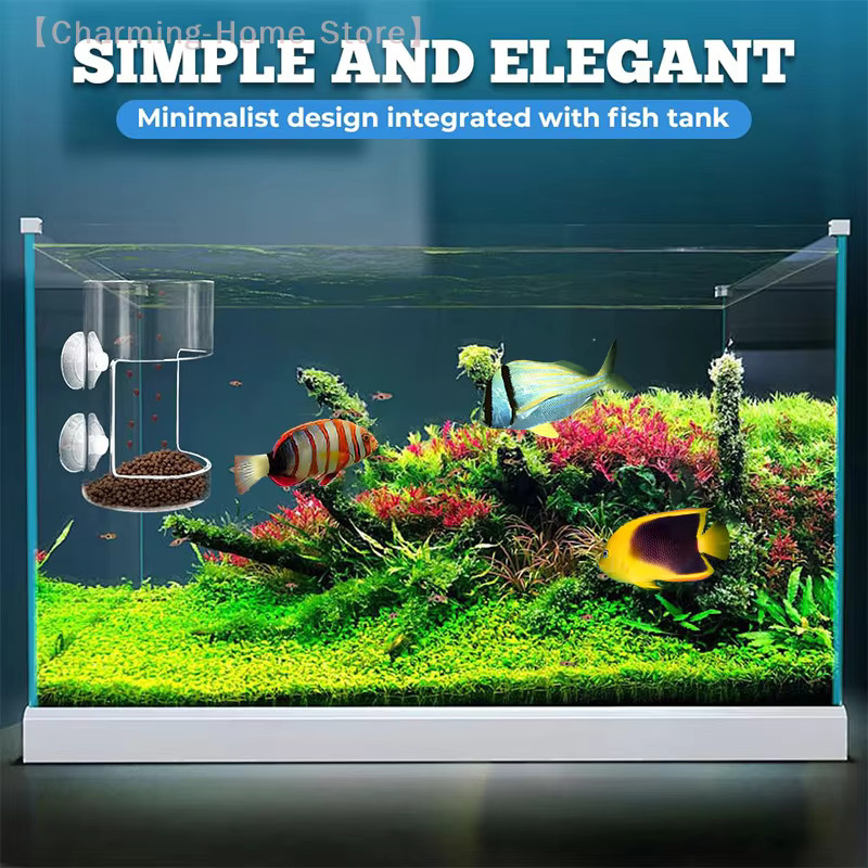 Hoeaden Futterspender für Aquarienfische aus Acryl mit Schalenablage und Saugnapf, transparent, Breite: 10,0 cm, Tiefe: 6,0 cm - Bild 5