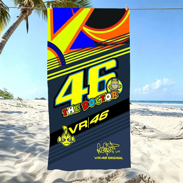 JMG Household Supplies MotoGP Logo Strandtuch aus Mikrofaser mit Valentino Rossi VR46 Design, B/H: 70 x 140 cm, Mehrfarbig - Bild 1