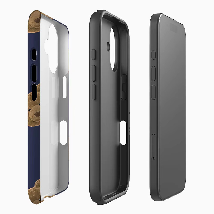 Handyhülle mit Teddybärköpfen in Marineblau für Apple iPhone 12 bis iPhone 17 Pro Max Plus mit doppelschichtiger Rückseite - Bild 2