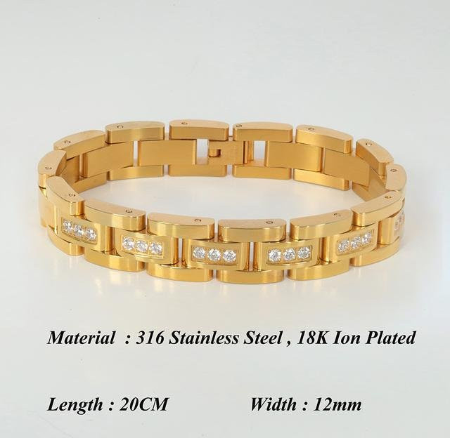 Wucifang Jewelry Armband, 18 Karat vergoldet, Edelstahl, Zirkonia, Unisex - Bild 1