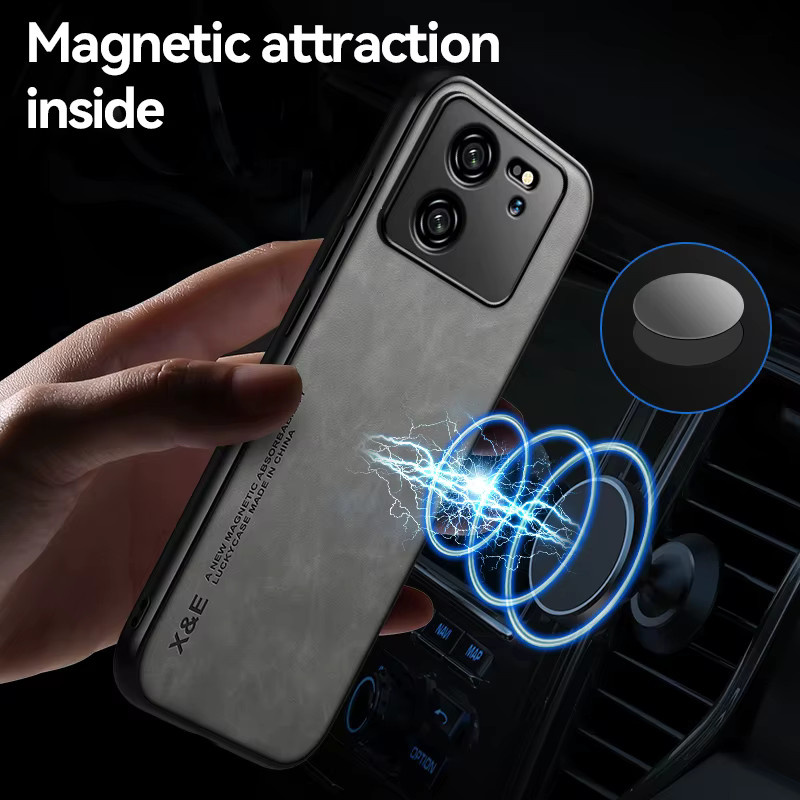Stoßfeste Schutzhülle für Xiaomi 13T Pro mit integriertem magnetischem Auto-Halter in Grau - Bild 4