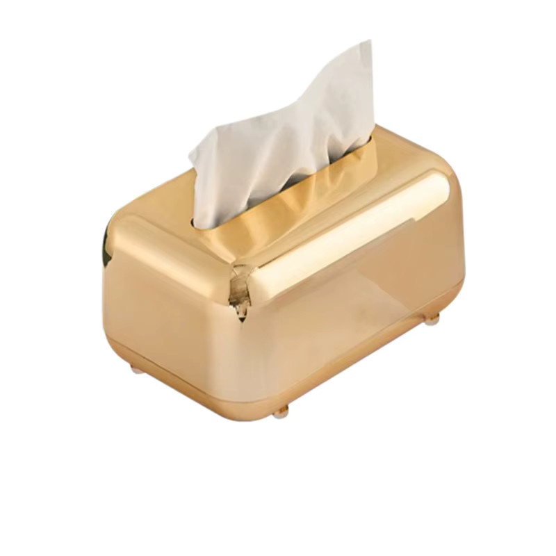 Luxus Serviettenhalter aus Metall in Gold als dekorativer Taschentuchspender für Küche und Desktop - Bild 2