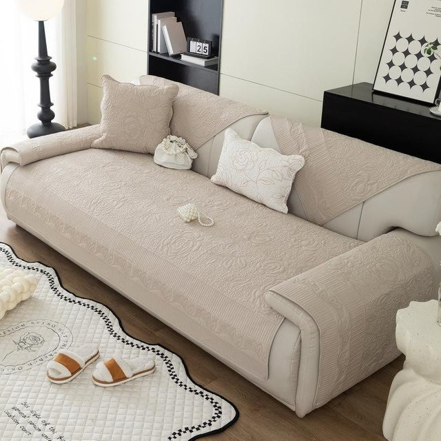 Modernes Sofakissen aus reiner Baumwolle in Beige, quadratisch, waschbarer Bezug, B/T/H: 70 x 70 x 70 cm - Bild 1