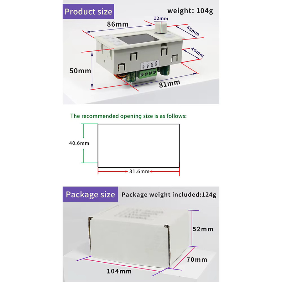 Gaqqee CNC DC Buck Boost Converter mit Farbbildschirm, einstellbarer Spannungs- und Stromregler für konstante Leistung, Weiß - Bild 3