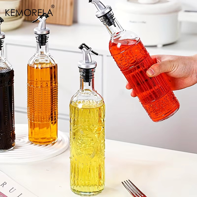 KEMORELA Ölflasche aus Glas, auslaufsicherer Olivenöl-Dekanter in Transparent mit auslauffreiem Ausgießer - Bild 2