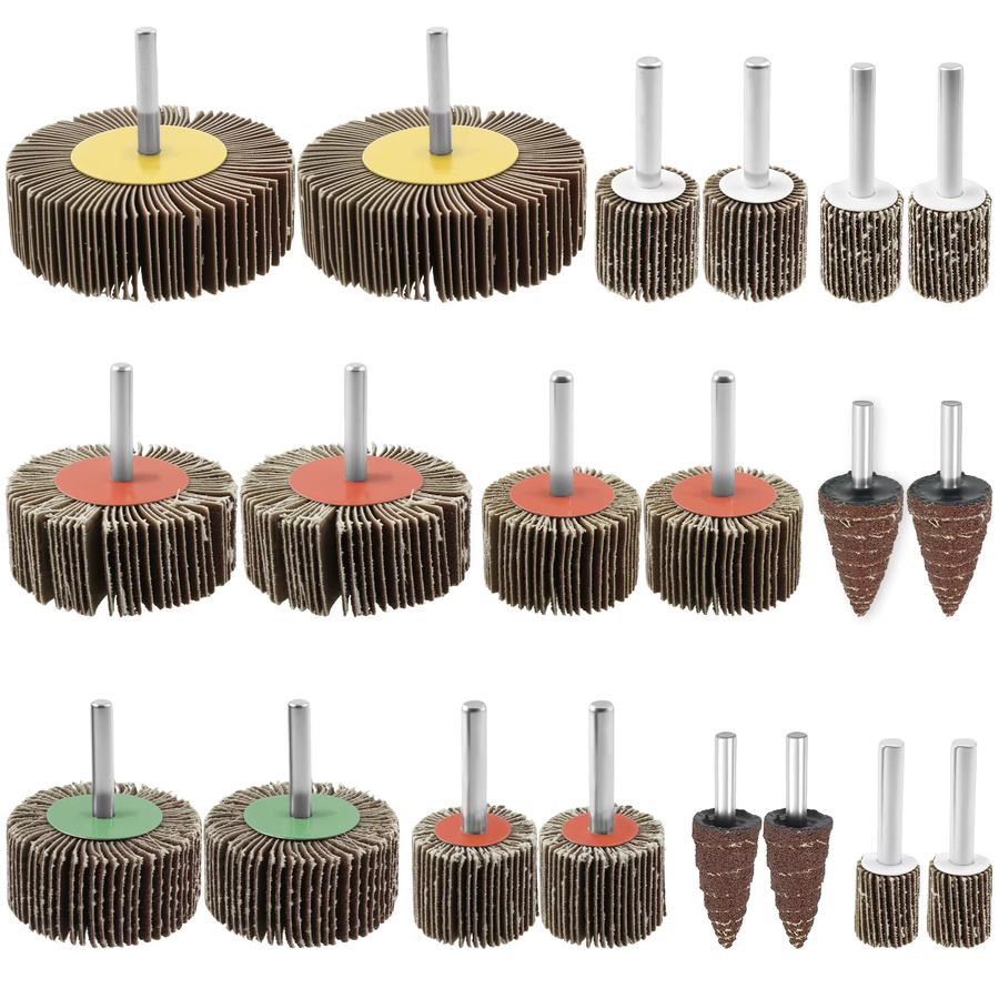 Toorise 20-teiliges Schleifklappen-Set mit 6 mm Schaft und Schleifscheibenkopf für Dremel-Rotationswerkzeuge zur Rostentfernung - Bild 7