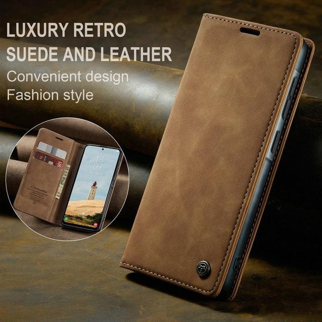 Luxus Leder-Hülle für Samsung Galaxy A56 5G A36 A26 A16 A06 als Magnet Flip Cover Buch Etui mit Kartentasche in Braun - Bild 1