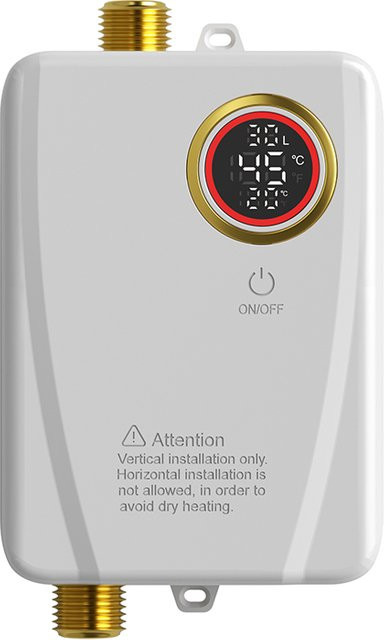 Elektrischer Sofort-Warmwasserbereiter für Badezimmer und Küche mit LCD-Temperaturanzeige, Wandmontage, Schwarz oder Weiß - Bild 1