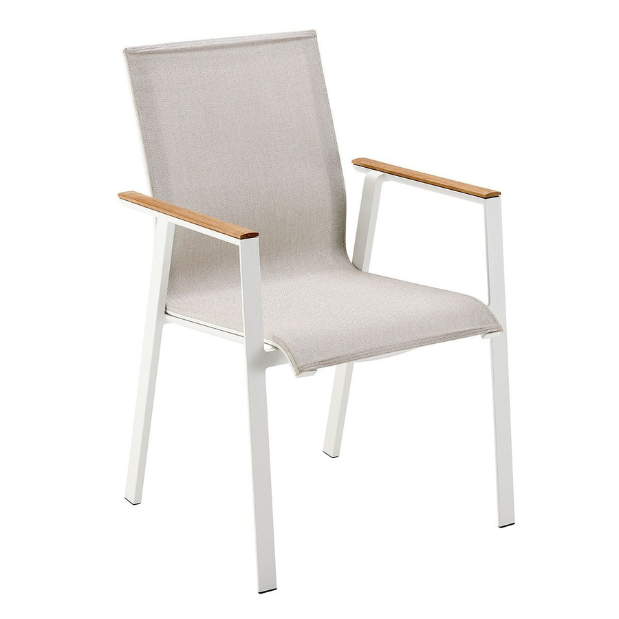 Solpuri SOUL Sitzgruppe bestehend aus 4 Stapelsesseln aus Aluminium in Weiß und einem SOFT Tisch mit Dekton Platte in Sabbia, Tisch B: 160 cm, T: 100 cm - Bild 2
