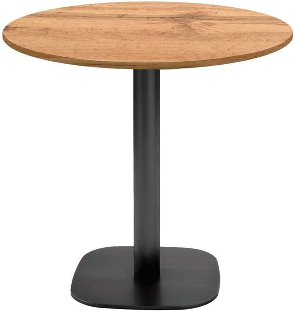RestooTab Tisch Round runder Esstisch in Eiche mit schwarzem Gestell, Höhe: 75 cm, Durchmesser: 70 cm - Bild 1