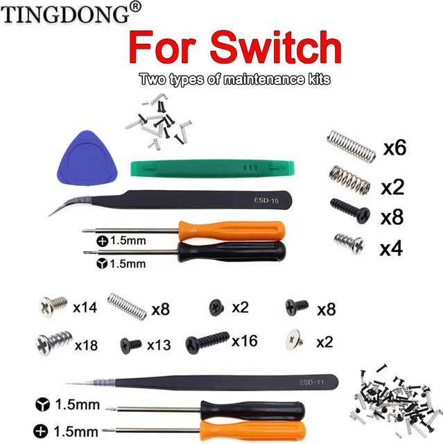 TingDong Reparaturwerkzeug-Set für Nintendo Switch, 73-teiliges Set mit Ersatzschrauben, Federn und Öffnungswerkzeugen, Multicolor - Bild 1