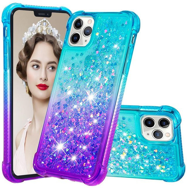eForMobile Silikon Handyhülle mit Regenbogen Farbverlauf, Bling Glitter und flüssigem Treibsand für iPhone, Samsung Galaxy S26 Edge, Xiaomi und Huawei, Farbe: Multicolour/Transparent - Bild 1