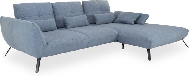 Moderne Polsterecke PARIS PLUS in Blau-Grau mit Stoffbezug und Armlehnen, L-Form rechtsausgerichtet - Bild 1