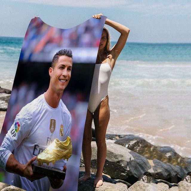 Ka Chen Muxi CR7 Cristiano Ronaldo Mikrofaser Strandtuch, schnelltrocknend und weich, Multicolor, Breite: 65 cm, Höhe: 115 cm - Bild 1