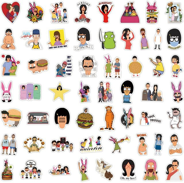 55 Stück Bobs Burgers Graffiti Aufkleber Set in Multicolour für Laptop, Koffer und Trinkbecher von Binchi Outdoor Product - Bild 1