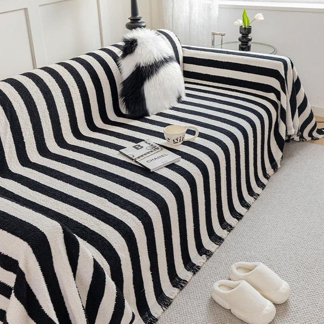JINGYUE Pet Nordisches Sofatuch aus Chenille, verdickter und kratzfester Sofabezug in Schwarz, B: 180 cm, T: 130 cm - Bild 1