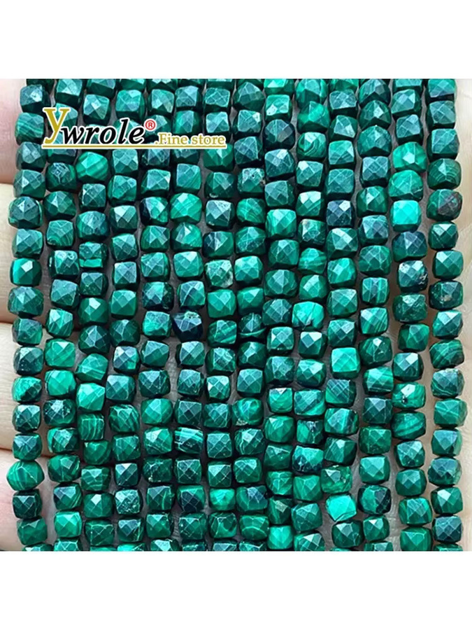 YWROLE Distanzperlen Malachit, facettiert, quadratisch, 4–5 mm - Bild 4