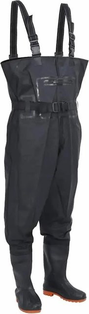 vidaXL Wathose mit Stiefeln und Gürtel in Schwarz, Größe 46 - Bild 1