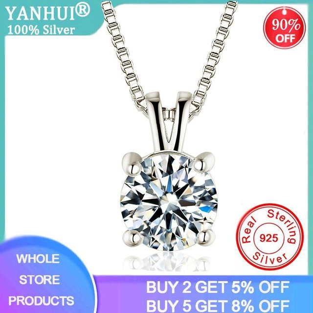 YIRAN Jewelry Halskette, Labor Diamant Solitär Anhänger, 925 Silber, Damen, 45cm - Bild 1