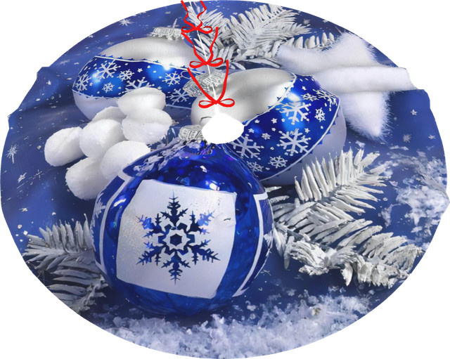 VIKAMA Weihnachtsbaumrock mit blauem und weißem Schneeflocken-Design zur Weihnachtsdekoration - Bild 1