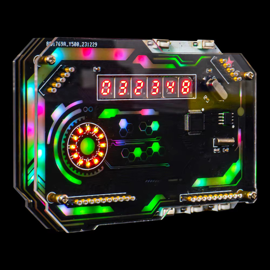 DIY Elektronik-Bausatz Cyberpunk RGB Digitaluhr mit USB-C Schnittstelle zum Selbstlöten in Multicolour - Bild 2