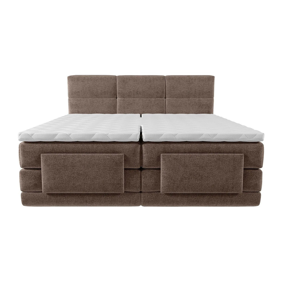 Vente-unique Boxspringbett Lodi in Braun mit Stoffbezug und motorisch verstellbarem Kopfteil, B/T/H: 215 x 200 x 90 cm - Bild 2