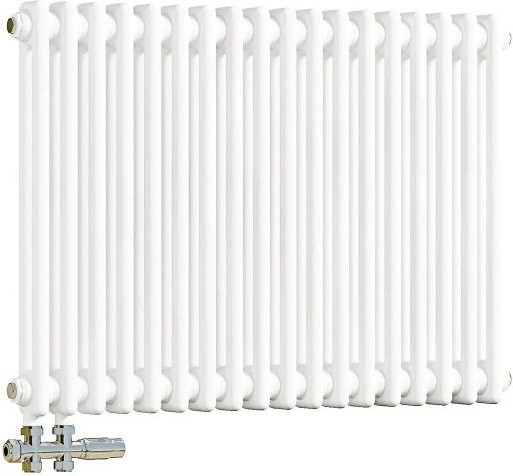 Duschparadies Traditioneller Heizkörper für Warmwasserbetrieb aus Stahl in Weiß, B: 60,0 cm, H: 83,0 cm - Bild 1