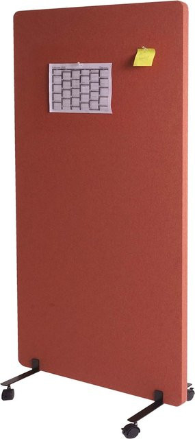 Rollbare Akustik-Trennwand MCW-G77 als Büro-Sichtschutz und Pinnwand, doppelwandig, Farbe: Braun, B/H: 80 x 147 cm - Bild 1