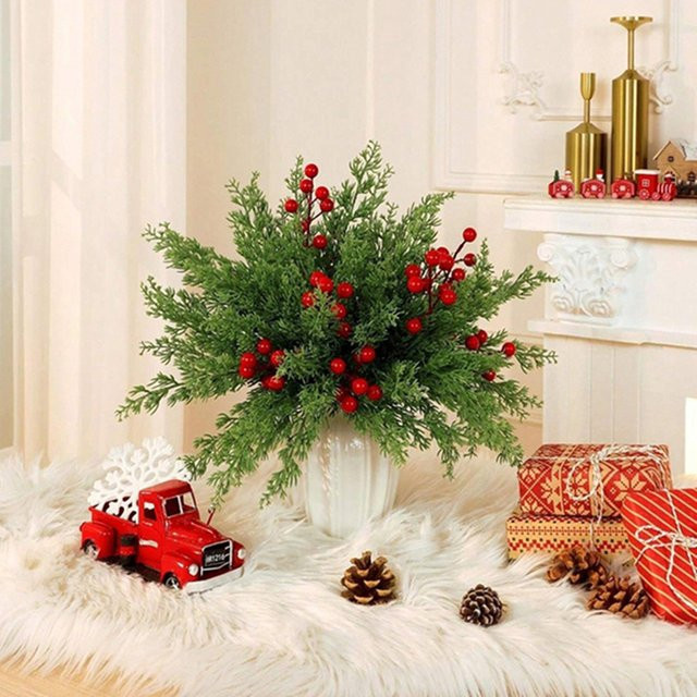Künstliche Stechpalme mit roten Früchten in Rot und Grün für Weihnachtsdekoration, Hochzeiten und Kränze von yusheng - Bild 1