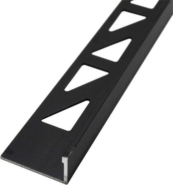 Dalsys Fliesenschiene Winkelprofil aus Aluminium in Schwarz, Länge: 2 m, Höhe: 10 mm - Bild 1