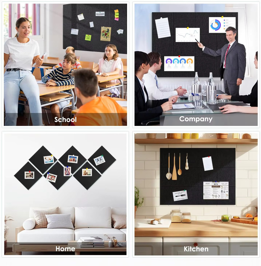 AlternativeTiles Selbstklebende Korktafel und Filztafel als Pinnwand für Büro und Schule in Braun oder Schwarz - Bild 4