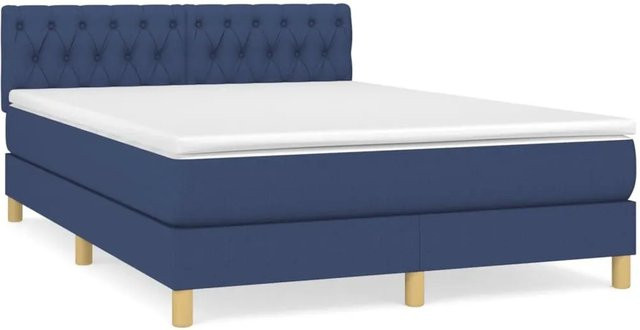 vidaXL Boxspringbett mit Matratze Hybrid-Design in Blau, B/T/H: 140 x 200 x 78 cm - Bild 1