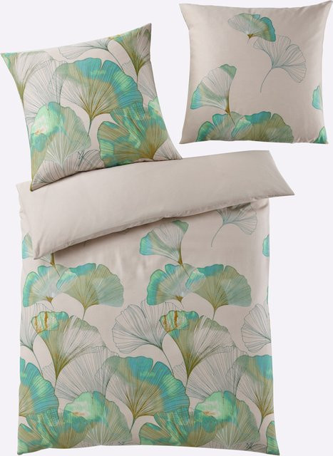 Heine Home Bettwäsche Gingko in Multicolour aus 100% Baumwolle Makosatin mit Reißverschluss, Bezug 80 x 80 cm - Bild 1