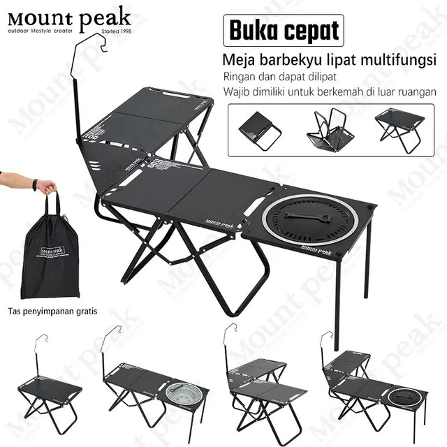 Mount Peak IGT Taktischer Outdoor Camping Tisch mit Zubehör, Multifunktionaler Klappbarer Metalltisch in Schwarz - Bild 1