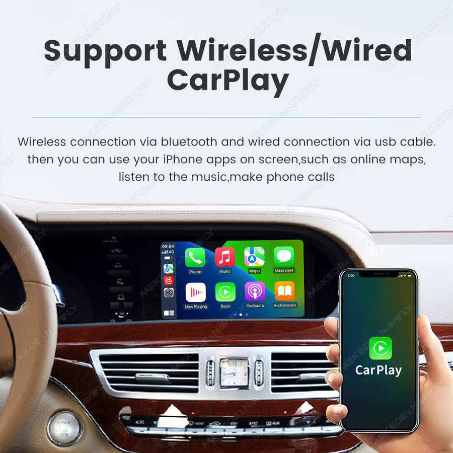 MEKEDE Kabelloses CarPlay und Android Auto Upgrade-Modul für Mercedes Benz W221 S-Klasse und W222 CL-Klasse NTG 3.0 3.5 mit YouTube Netflix Mirror Link und Rückfahrkamera Unterstützung - Bild 2