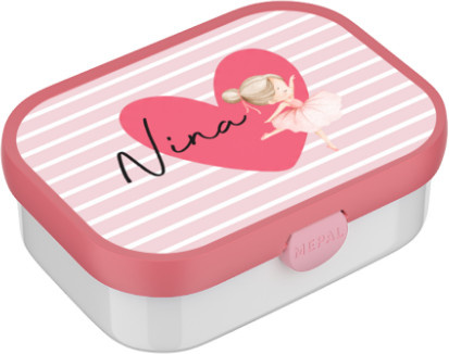 Mepal Brotdose Ballerina in Pink mit Besteck und Snap-Lid zum Personalisieren mit Namen und Foto - Bild 1
