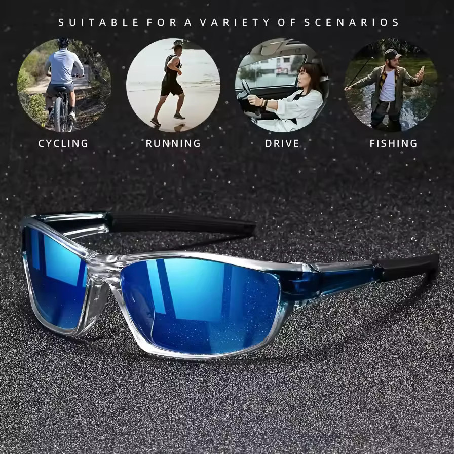 Hindfield Sport-Sonnenbrille Herren, Vollrand, Wrap, Kunststoff - Bild 1
