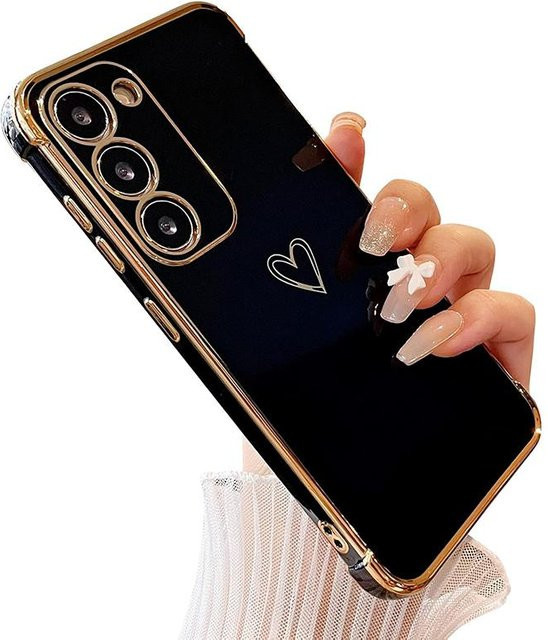 Luxuriöse Samsung Galaxy Handyhülle mit Liebesherz Design in Schwarz für verschiedene Modelle wie S24 Ultra, S23 Ultra, S22, S21 und A-Serie 5G - Bild 1