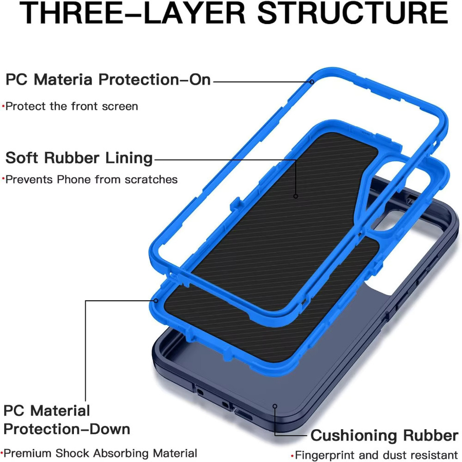 Robuste 3-Schicht-Schutzhülle für Samsung Galaxy S26 S25 S24 S23 S22 Ultra Plus in Schwarz, Rot oder Blau mit matter stoßfester Abdeckung - Bild 5