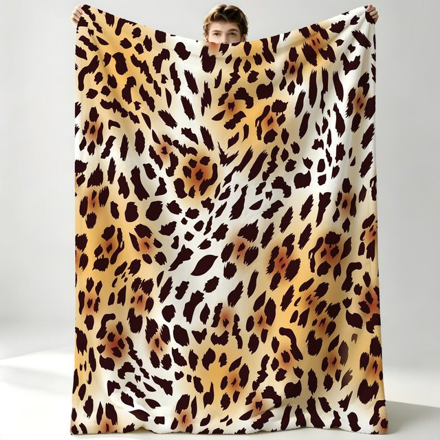 Luxus-Kuscheldecke mit Leopardenmuster von JMG Household Supplies, superweiches Fleece-Gewebe in Multicolour, B/H: 100 x 150 cm - Bild 1