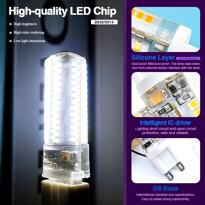 2er-Set LARZI G9 LED Mais Glühbirnen Cold White 220V-240V als Halogen-Ersatz - Bild 3
