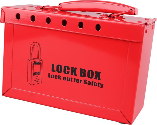 Nensit LOTO Gruppenbox Lockout Tagout Lockbox mit 12 Löchern aus Edelstahl in Rot - Bild 1