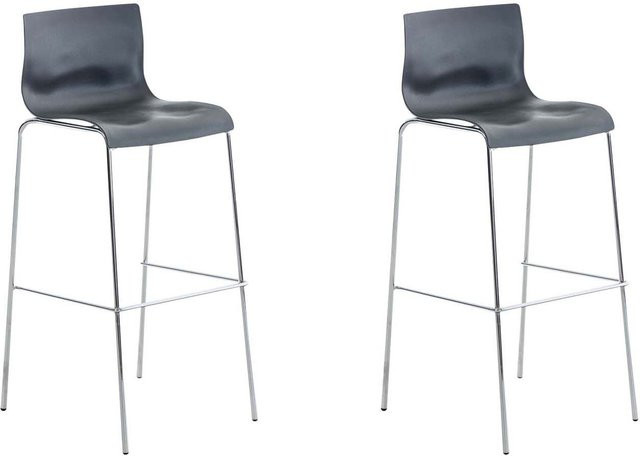 TPFLiving 2er Set Barhocker Hope in Grau mit Chromoptik Metallgestell und Kunststoff-Sitzfläche - Bild 1