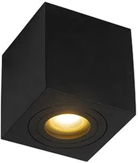 QAZQA Capa Moderne Badezimmer Deckenleuchte Quadrat Schwarz Aluminium IP44 dimmbar GU10 - Bild 1