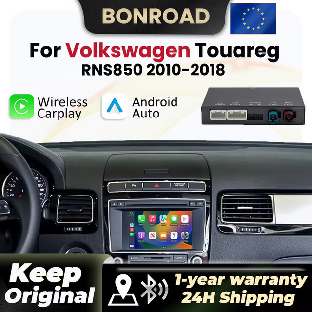 BONROAD Wireless CarPlay und Android Auto Interface für Volkswagen VW Touareg RNS850 mit Mirror Link, Airplay, Bluetooth und GPS in Schwarz - Bild 1