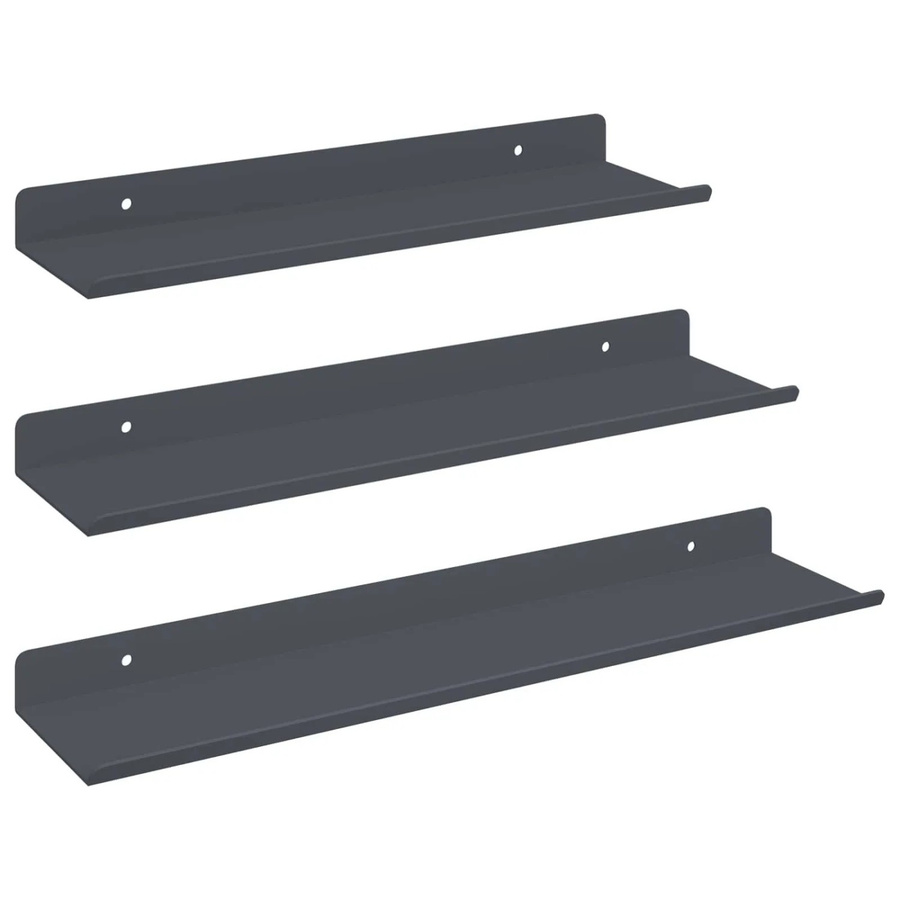 vidaXL Schwebendes Regal 3er Set Anthrazit aus Metall B/T/H: 40 x 9 x 2,5 cm - Bild 2